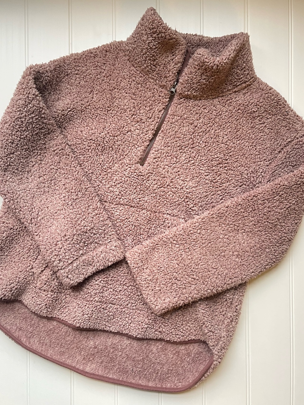 Old Navy Dusty Rose Sherpa Half-Zip Turtleneck Pullover